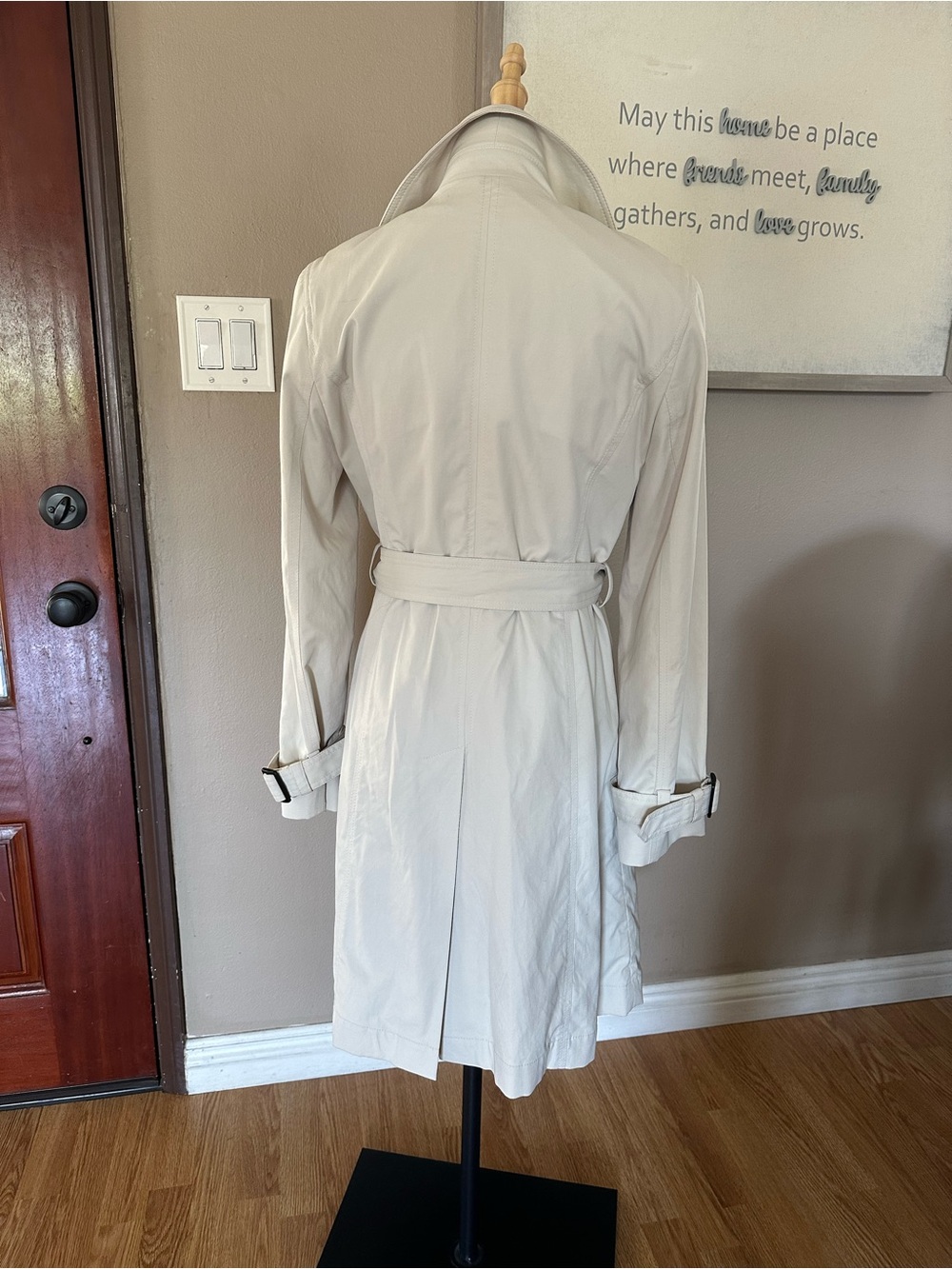 LOFT Cream Double-Breasted Trench Coat with Belt - Picture 2 of 13